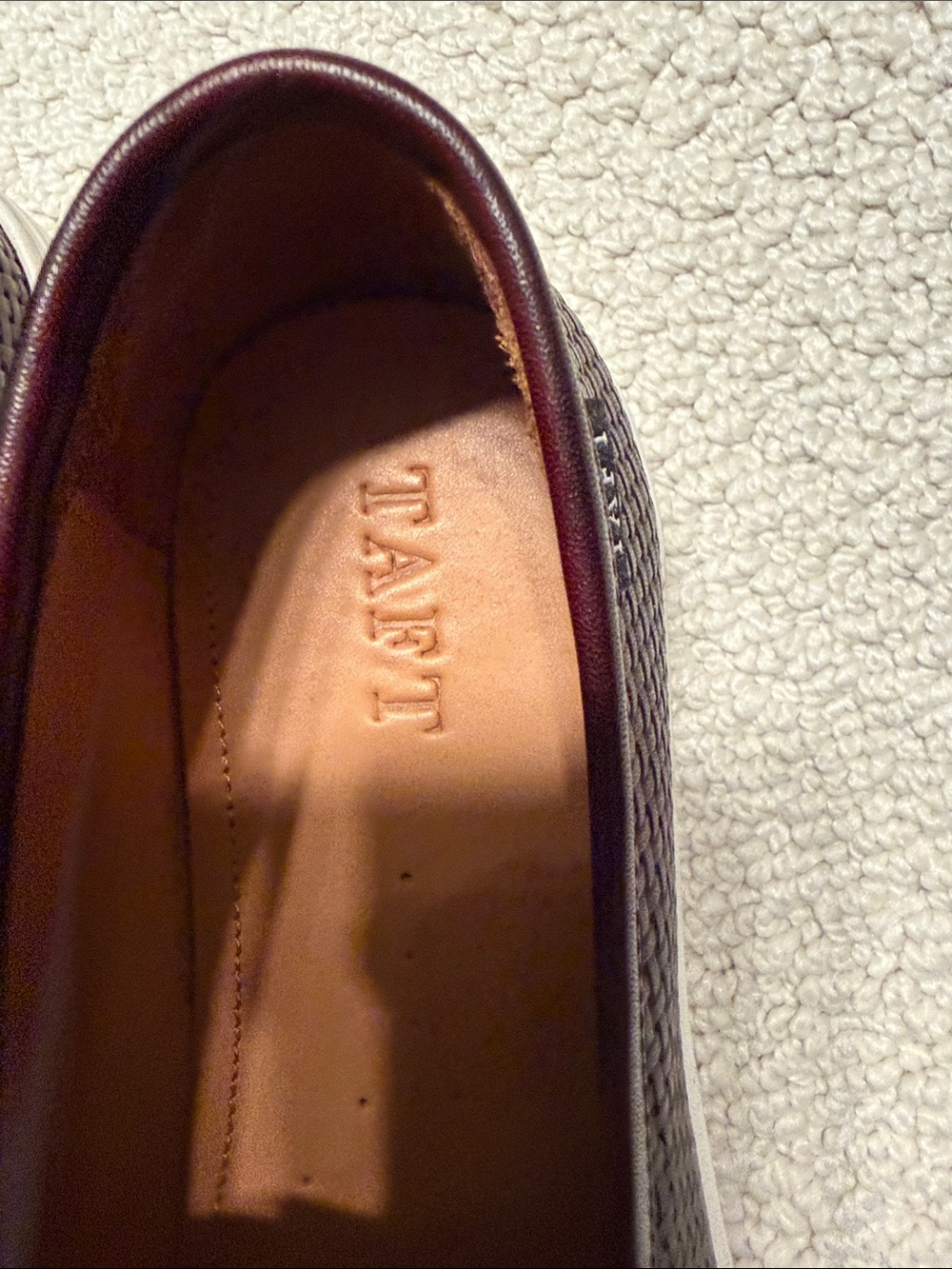 Men's Burgundy Woven Slip-On Loafers Taft - Picture 3 of 5